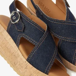 blauwe via vai sandalen met hak sissel capri