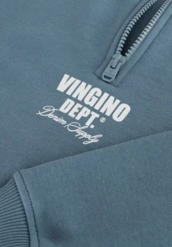 blauwe vingino sweater basic-half zip