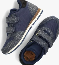 blauwe woden lage sneakers sandra pearl nylon