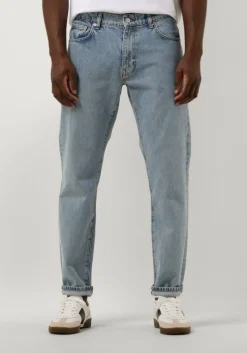 blauwe woodbird straight leg jeans doc doone jeans