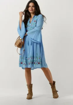 blauwe y.a.s. mini jurk yaschella 3/4 tunic dress s. fest