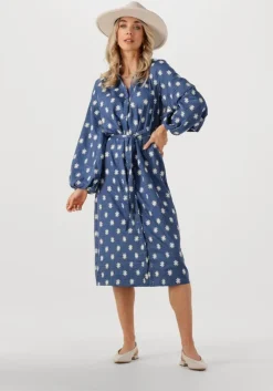 blauwe ydence midi jurk dress casey