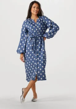 blauwe ydence midi jurk dress casey