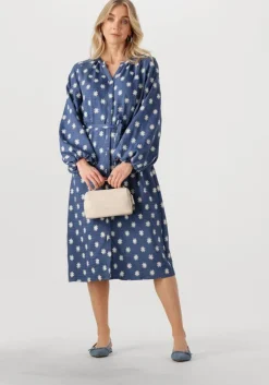 blauwe ydence midi jurk dress casey