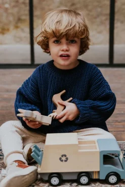 blauwe yuki kidswear trui chunky knitted sweater