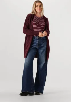 bordeaux selected femme tops & t-shirts slfanna ls crew neck tee str