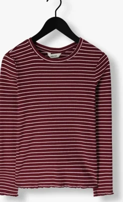 bordeaux selected femme tops & t-shirts slfanna ls crew neck tee str