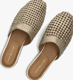 bronzen tommy hilfiger slippers crochet metallic leather