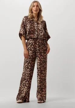 bruine alix the label broeken ladies woven twill leopard pants