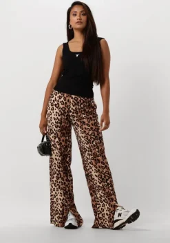bruine alix the label broeken ladies woven twill leopard pants
