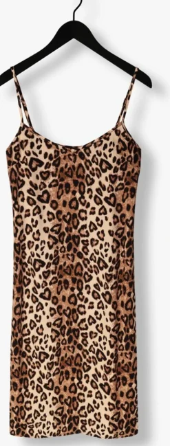 bruine alix the label midi jurk ladies woven twill leopard camisol dress