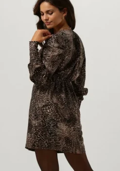 bruine alix the label mini jurk animal fether wrap dress