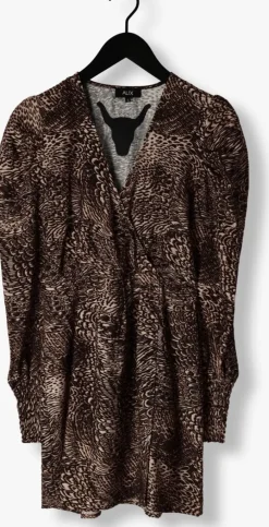 bruine alix the label mini jurk animal fether wrap dress