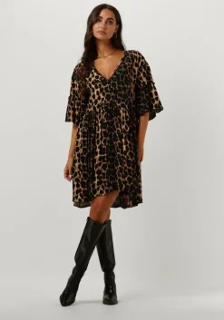 bruine alix the label mini jurk ladies woven animal dress 1
