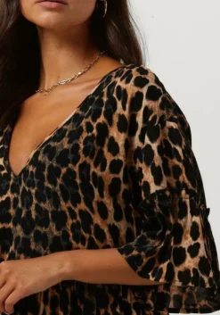 bruine alix the label mini jurk ladies woven animal dress 1