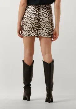 bruine alix the label minirok ladies woven leopard faux leather skirt