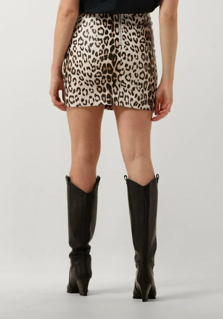 bruine alix the label minirok ladies woven leopard faux leather skirt