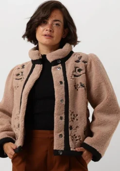 bruine antik batik teddy jas saliba jacet