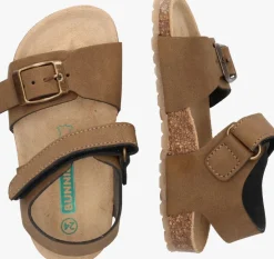 bruine bunniesjr platte sandalen ben beach