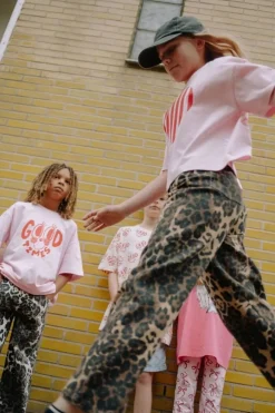 bruine call me frankie straight leg jeans leopard pants