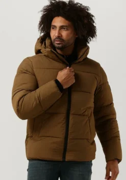 bruine calvin klein gewatteerde jas crinkle nylon puffer jacket