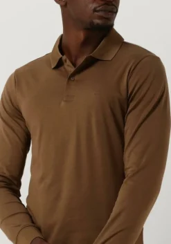 bruine calvin klein polo smooth cotton slim ls polo