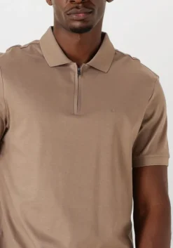 bruine calvin klein polo liquid touch welt zip polo