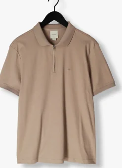 bruine calvin klein polo liquid touch welt zip polo