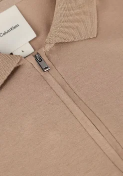 bruine calvin klein polo liquid touch welt zip polo
