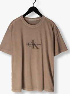 bruine calvin klein t-shirt monologo mineral dye tee