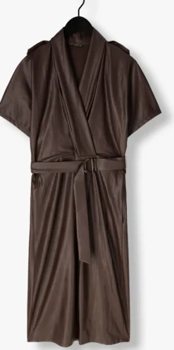 bruine caroline biss midi jurk 4164