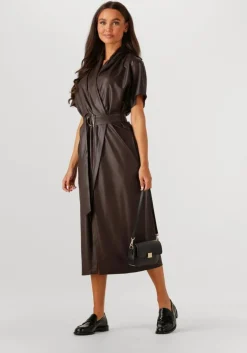 bruine caroline biss midi jurk 4164