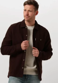 bruine cast iron casual overhemd long sleeve shirt solid regular fit