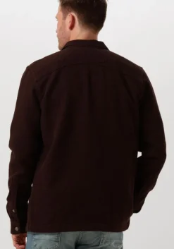 bruine cast iron casual overhemd long sleeve shirt solid regular fit