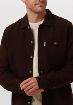 bruine cast iron casual overhemd long sleeve shirt solid regular fit