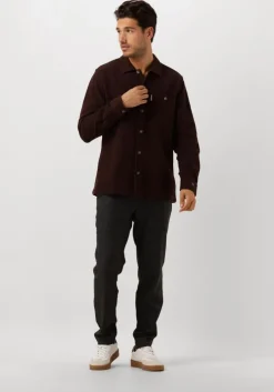 bruine cast iron casual overhemd long sleeve shirt solid regular fit