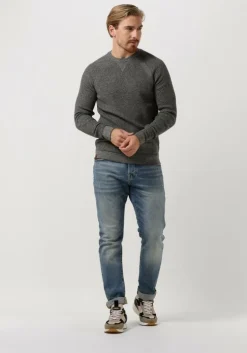 bruine cast iron trui r-neck cotton mouline slub