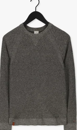 bruine cast iron trui r-neck cotton mouline slub