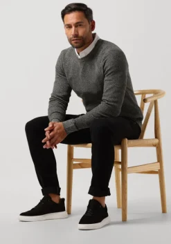 bruine cast iron trui r-neck cotton mouline slub