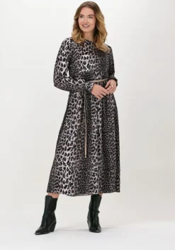 bruine catwalk junkie midi jurk dr wild leopard