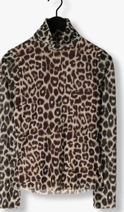 bruine catwalk junkie tops & t-shirts mesh turtle neck leopard long sleeve