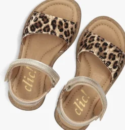 bruine clic! platte sandalen 9185