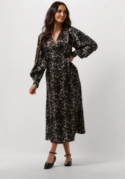 bruine co'couture midi jurk leo leo wrap dress