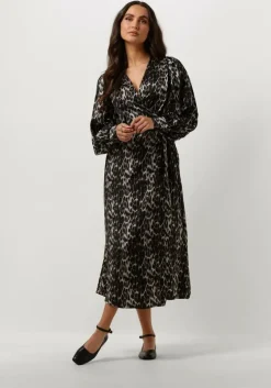 bruine co'couture midi jurk leo leo wrap dress