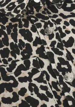 bruine colourful rebel blouses olle leopard cropped denim blouse