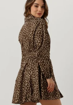 bruine colourful rebel mini jurk minon leopard mini dress
