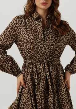 bruine colourful rebel mini jurk minon leopard mini dress