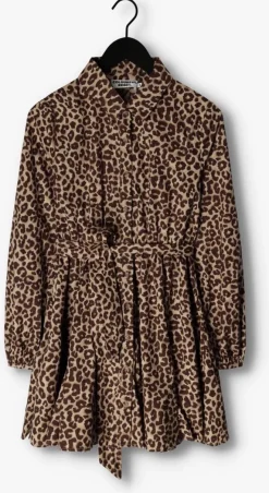 bruine colourful rebel mini jurk minon leopard mini dress
