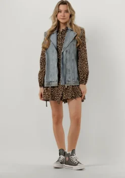 bruine colourful rebel mini jurk minon leopard mini dress