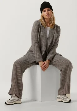 bruine colourful rebel pantalon rus jacquard dogtooth straight pants